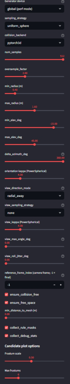 App options and controls